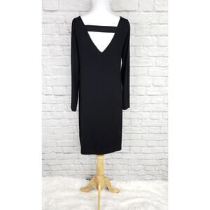 Eileen Fisher Black Cutout Back Stretch Jersey Shift Dress Size XS